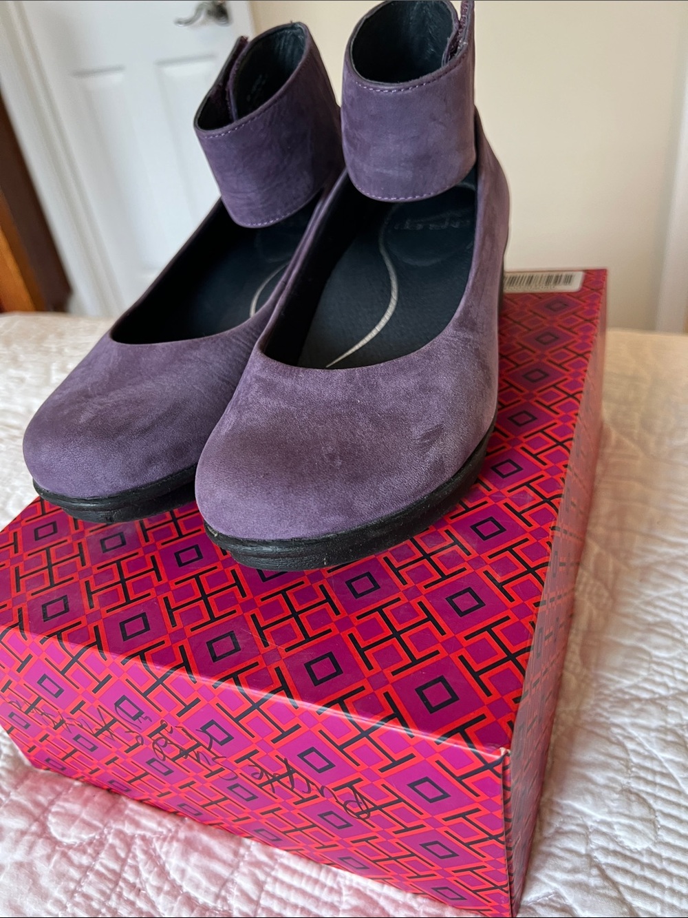 Dansko Purple Suede Ankle-Strap Heels